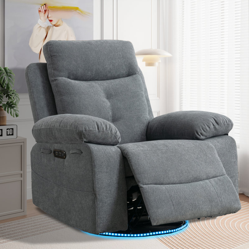 Brayden Studio High tech Power Recliner Glider Chair With Bluetooth Speakers 270 Swivel Led Lighting Storage And Usb type C Charging Wayfair